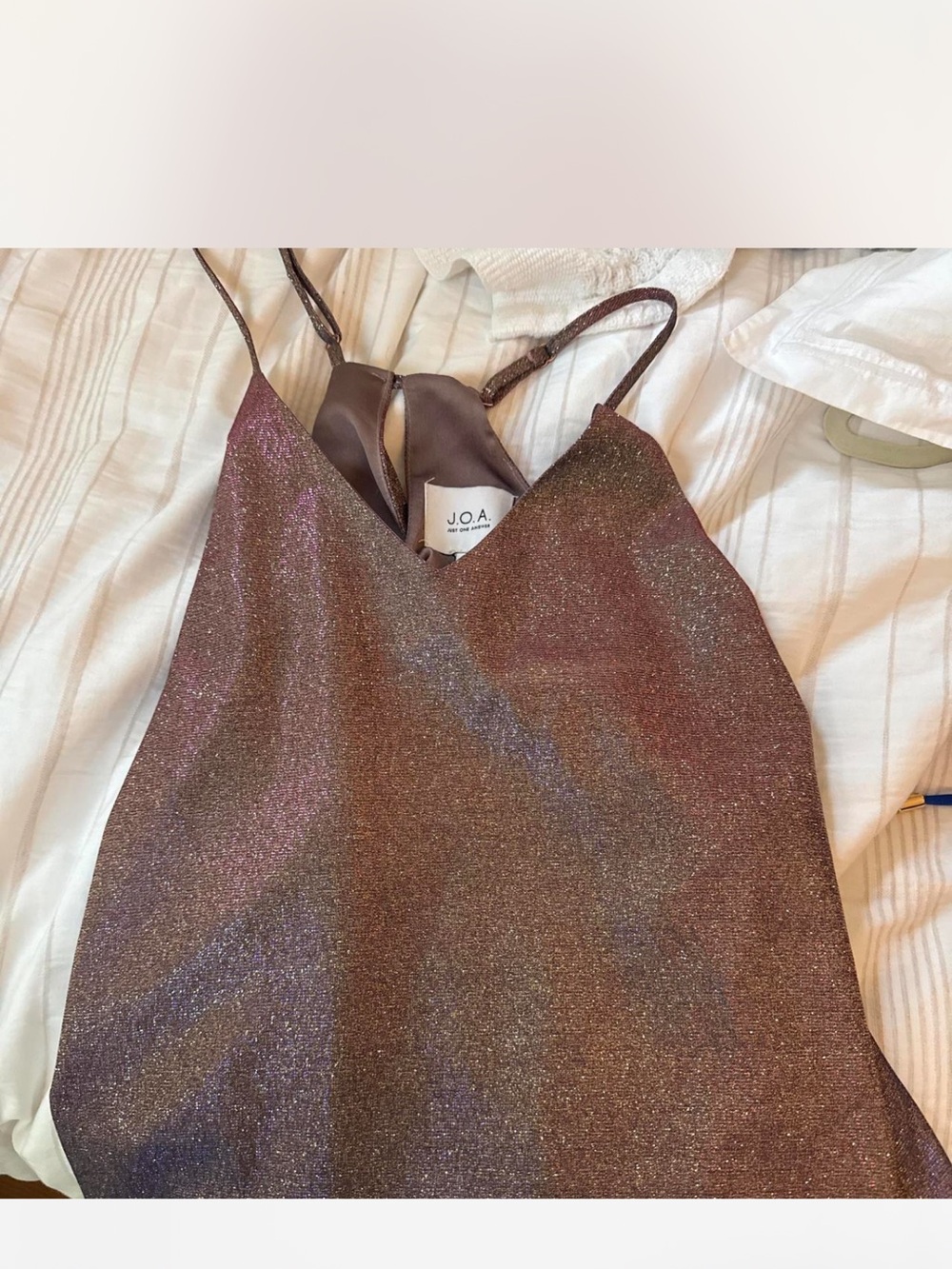 J.O.A. Metallic Shimmer Brown Cami Top